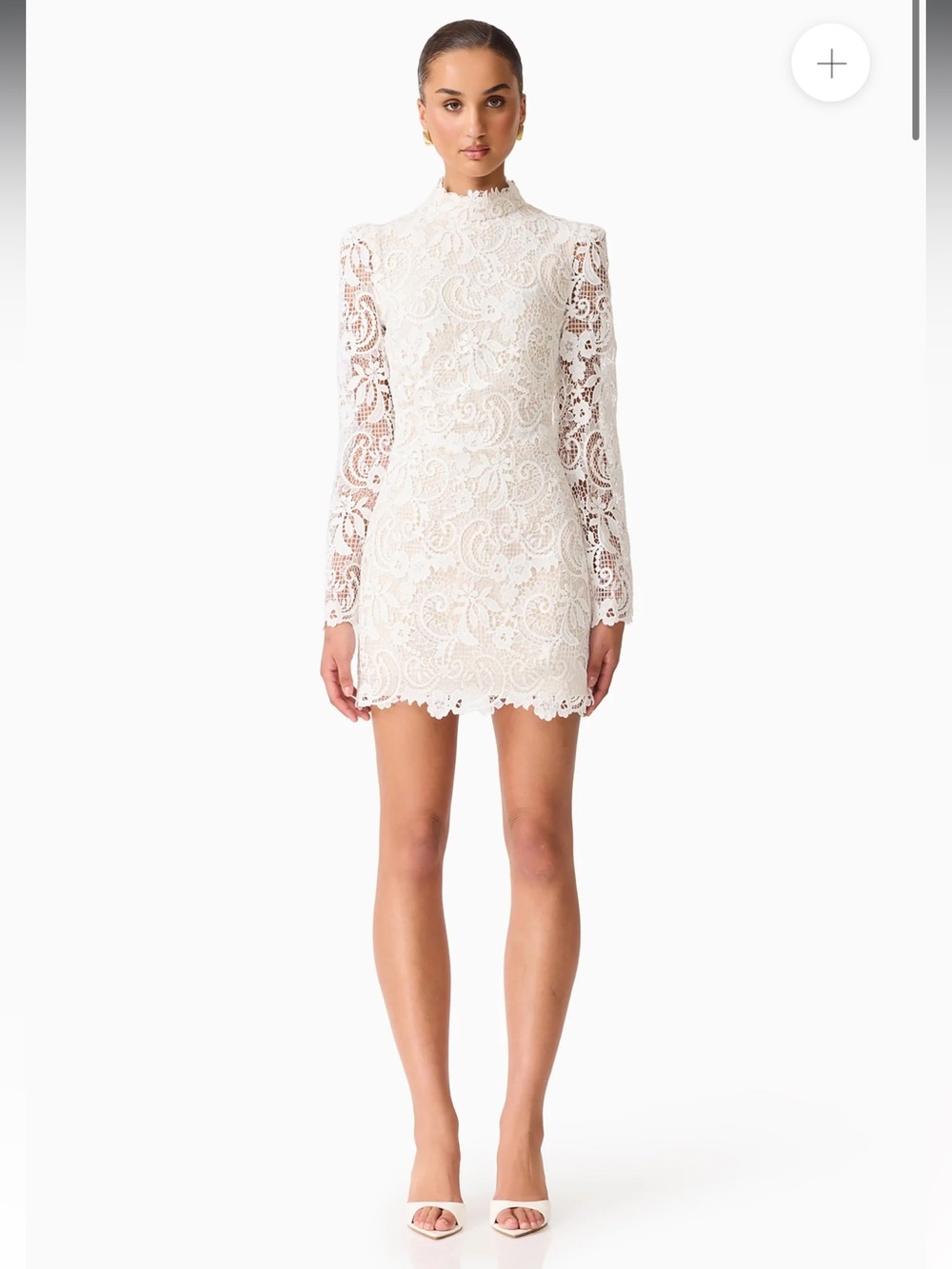 elliatt cora white lace long sleeve high neck mini bridal wedding dress XS NEW